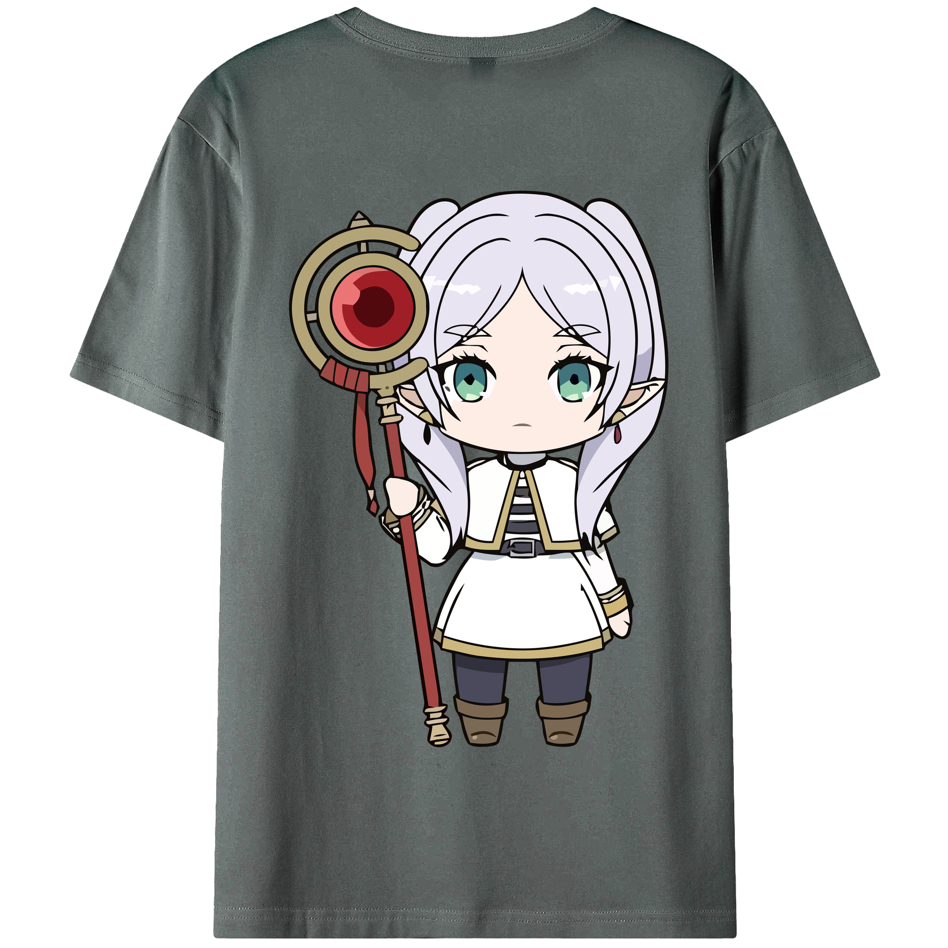 （画像用） 葬送のフリーレン Frieren 綿100％半袖Tシャツ（背面プリント）